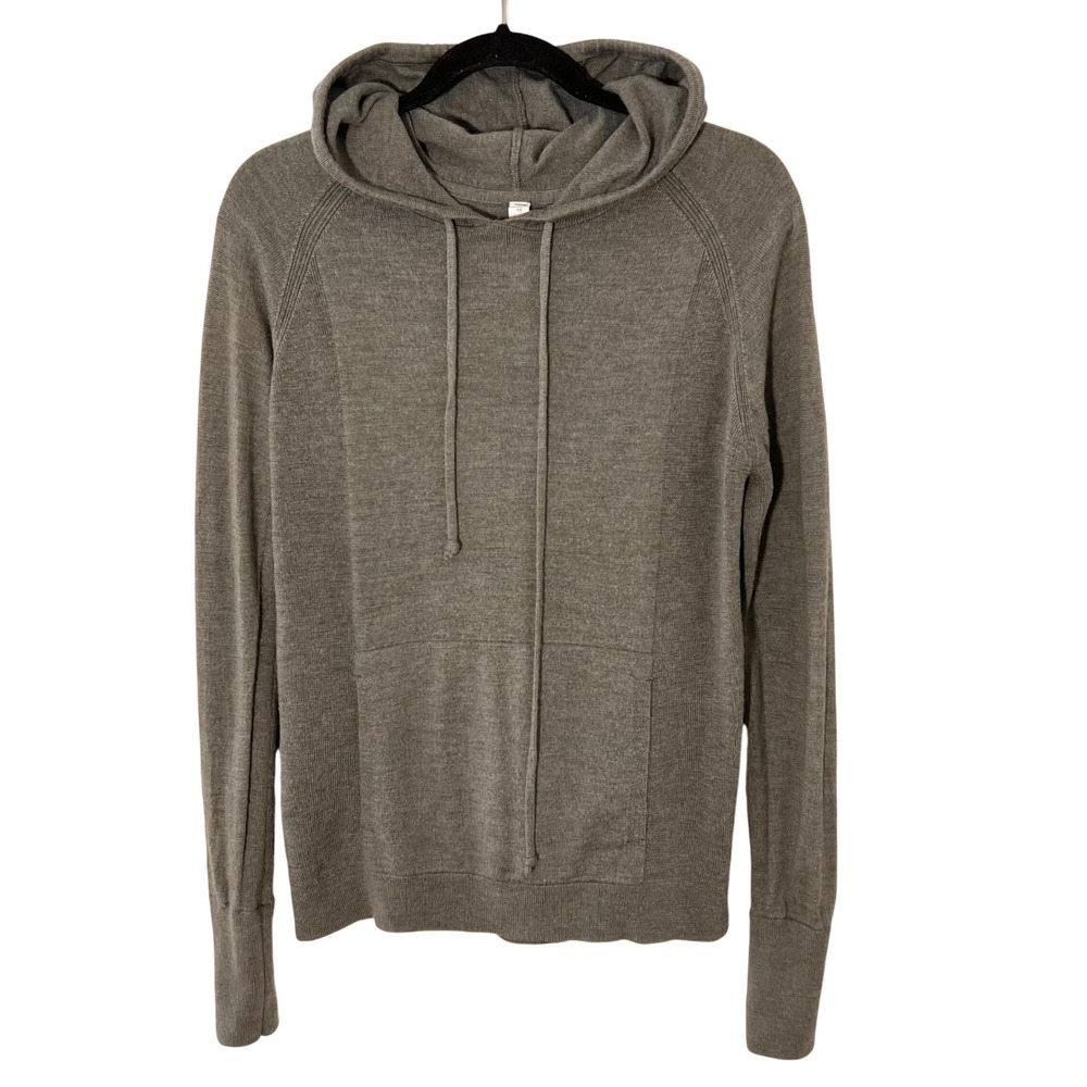 Lululemon Sit in Lotus Merino Wool Hoodie Size 10 Grey Knit  Athleisure Sweater